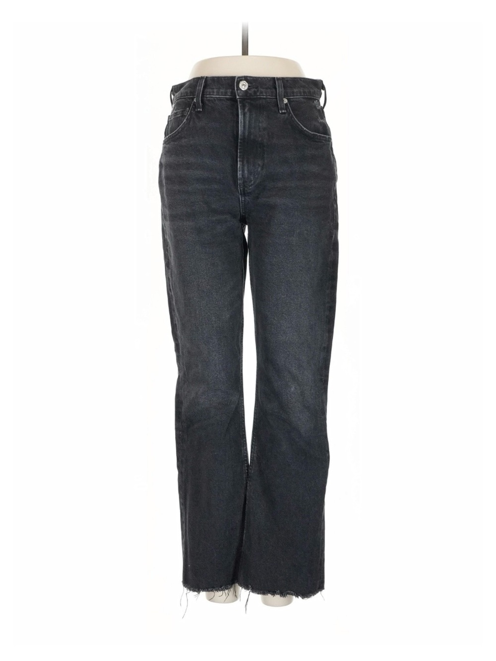 Citizens Of Humanity Black Wide-Leg Raw Hem Jeans
